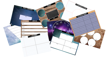 multiple slides of graphic organizers